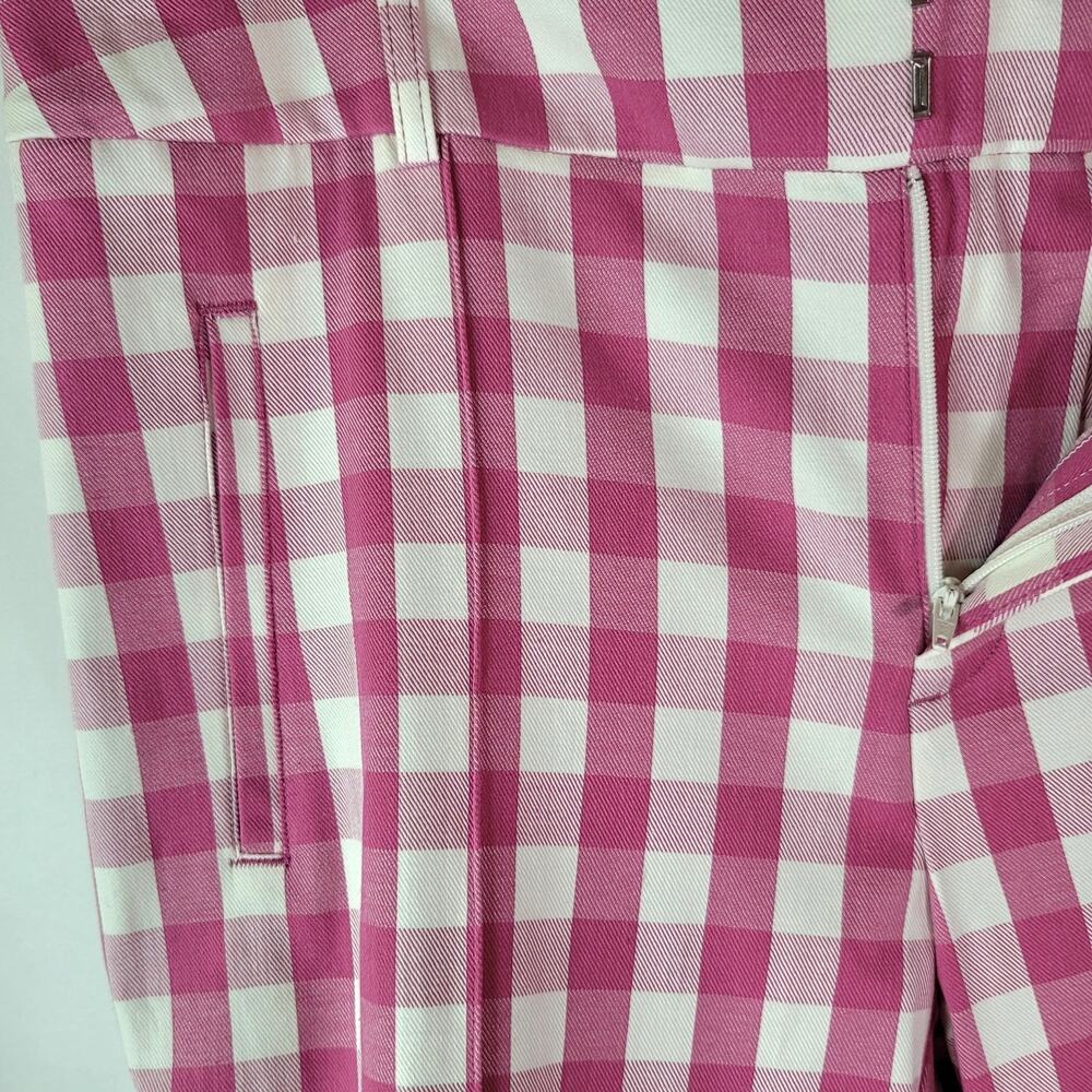 2/$15 Time and Tru Fuchsia Pink White Gingham Check Capri Crop Pants Women's 14 - Picture 13 of 15
